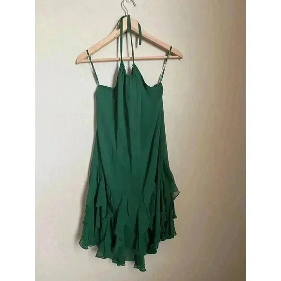 The Limited Dresses & Skirts - The Limited Halter Ruffle Mini‎ Dress Green Size 6